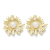 Brass ABS Imitation Pearl Stud Earrings EJEW-M082-06G-2