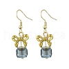 3 Pairs 3 Colors Alloy & Glass Dangle Earrings EJEW-JE06361-3