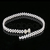 White Acrylic Pearl Beaded Elastic Chain Belts with Alloy Buckles WG1BD5E-08-1