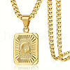 Rectangle with Letter Pattern 304 Stainless Steel Pendant Necklaces FS-WGFC766-52-1