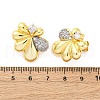 Flower Brass Micro Pave Clear Cubic Zirconia Stud Earrings EJEW-H158-12GP-5