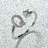 Brass Micro Pave Cubic Zirconia Cuff Rings for Women FS-WGA4C54-43-1