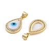 Brass Pave Cubic Zirconia With Shell And Enamel Pendants KK-U009-07G-2