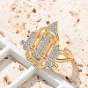 Brass Micro Pave Clear Cubic Zirconia Cuff Finger Rings for Women RJEW-U033-01GP-3