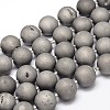Round Electroplated Natural Druzy Geode Quartz Crystal Beads Strands G-A143B-20mm-04-1
