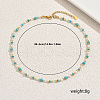Simple Synthetic Turquoise & Natural Shell Round Rondelle Beaded Necklaces for Women BW4338-5
