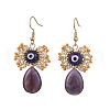 Natural Tiger Eye Dangle Earrings EJEW-MZ00169-01-1