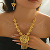 Elegant Fashion Flower Brass Pendant Necklace & Earrings Sets for Women JG6423-4