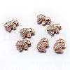 Rack Plating Brass Cubic Zirconia Beads ZIRC-S032-01RG-1