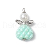 Opaque Acrylic Beads with Iron Flat Head Pins and ABS Plastic Imitation Pearl Round Beads and Tibetan Style Beads Pendants PALLOY-JF03810-3
