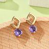 Rhombus & Flat Round Brass Micro Pave Cubic Zirconia Stud Earrings for Women EJEW-G428-20G-03-1
