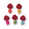 5Pcs 5 Colors Synthetic Coral & Turquoise Dyed Flower Skull Connector Charms PALLOY-JF02783-1