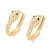 Brass Green Cubic Zirconia Hoop Earrings EJEW-Q016-12G-3