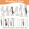 SUNNYCLUE 20Pcs 20 Styles Tibetan Style Alloy Bookmarks TIBE-SC0001-97-2