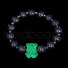 Luminous Acrylic Bear Beaded Stretch Bracelet for Women BJEW-JB09775-3