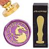 Brass Wax Seal Stamps with Wood Handle AJEW-WH0412-0167-1