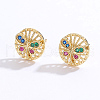 Elegant Brass Flat Round with Butterfly Stud Earrings ND1367-2