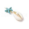 7Pcs 7 Styles Natural Cowrie Shell & Starfish Turtle Dyed Synthetic Turquoise Pendants PALLOY-JF03935-02-4
