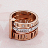 Roman Numerals 304 Stainless Steel & Crystal Rhinestone Finger Rings FS-WGD9A22-51-1