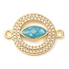 Rack Plating Brass Micro Pave Clear Cubic Zirconia Ring with Horse Eye Connector Charms KK-K385-98G-2