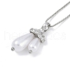 Rack Plating Brass Micro Pave Clear Cubic Zirconia Teardrop Pendant Box Chain Necklaces NJEW-P317-03P-1