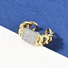 Brass Micro Pave Cubic Zirconia Open Cuff Ring for Women RJEW-F177-03GP-05-1