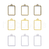 Rack Plating Alloy Rectangle Open Back Bezel Pendants PALLOY-CJ0001-29-FF-1