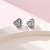 Clear Cubic Zirconia Heart Stud Earrings EJEW-K093-24P-1
