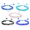 5Pcs 5 Color Glass Round Braided Bead Bracelets Set BJEW-JB09693-S-1