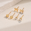 3Pairs Stainless Steel Bowknot & Round Stud Earrings XC9649-2
