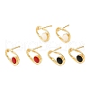 Rack Plating Brass Twist Oval Stud Earrings with Enamel EJEW-D061-01G-1