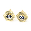 Evil Eye Real 18K Gold Plated Brass Stud Earrings EJEW-L269-087G-02-1