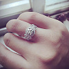 Flat Round Brass Micro Pave Clear Cubic Zirconia Finger Rings for Women FS-WG22049-01-3