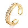 Rack Plating Brass Micro Pave Clear Cubic Zirconia Cuff Rings RJEW-C043-07G-1