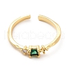 Green Cubic Zirconia Rectangle Open Cuff Ring KK-K270-09G-1