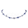 Natural Blue Aventurine(Dyed & Heated) Chip & Resin Evil Eye & Glass Seed Beaded Necklaces NJEW-JN05294-2