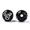 Spray Painted Natural Wood European Beads WOOD-TAC0002-81A-2