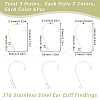SUNNYCLUE 36Pcs 6 Styles 316 Stainless Steel Ear Cuff Findings STAS-SC0008-40-2