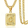 Rectangle with Letter Pattern 304 Stainless Steel Pendant Necklaces FS-WGFC766-11-1