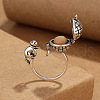 Cat with Yarn Ball Brass Adjustable Cuff Rings FS-WGEABF8-01-1