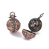 Hollow Brass Round with Rose Cage Pendants KK-F0305-R-NR-3