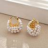 Brass ABC Plastic Imitation Pearl Basket Hoop Earrings EJEW-S270-08G-1