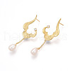 Mother's Day Jewellery Brass Micro Pave Clear Cubic Zirconia Stud Earrings EJEW-N056-01G-3
