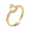 Rack Plating Brass Cubic Zirconia Arabic Letters Adjustable Rings for Women RJEW-S407-10G-14-1