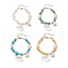 4Pcs Natural Topaz Jade & Green Aventurine & Rose Quartz & Synthetic Turquoise Chip Beads Charm Bracelets BJEW-TA00640-2