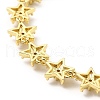 Clear Cubic Zirconia Star Link Chain Bracelet BJEW-A132-16G-3