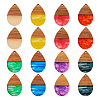  16Pcs 8 Colors Transparent Resin & Walnut Wood Pendants RESI-TA0002-66-2