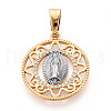 Brass Micro Pave Clear Cubic Zirconia Pendants KK-N268-29G-1