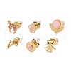 304 Stainless Steel Rhinestone Stone Dyeing Stud Earrings EJEW-S224-04G-04-1