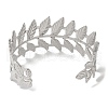 Stainless Steel Hollow Leaf Open Cuff Bangles for Women BJEW-G719-14P-3